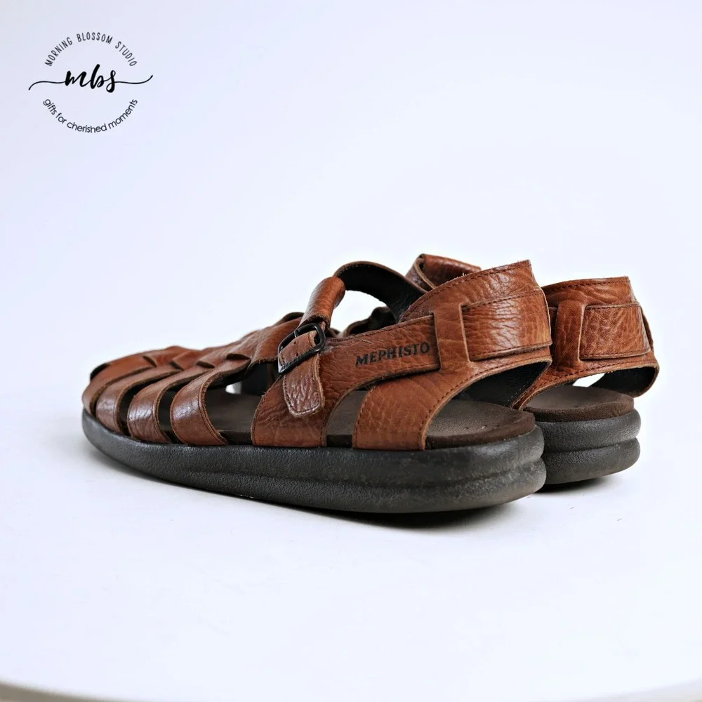 Mephisto Sam Woven Fisherman Soft-Air Travel Comfort Sandals Brown Men EU 47